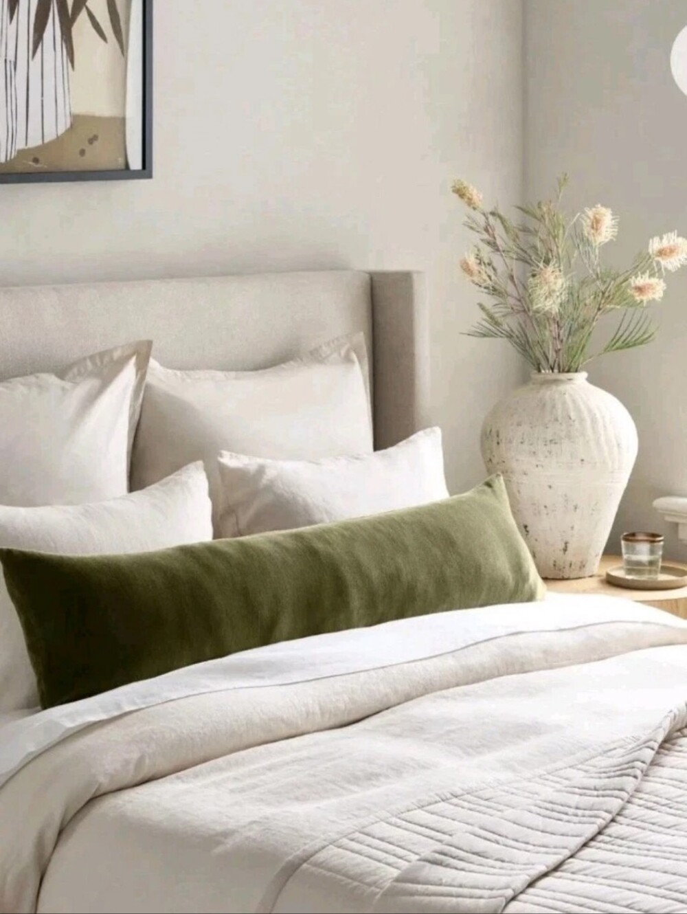 Quince Moss Oversized Lumbar Pillow Cover Velvet 12”x48”